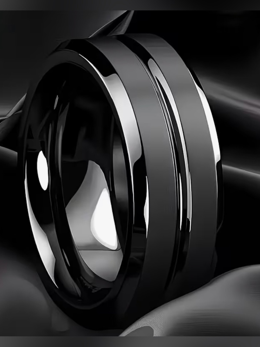 Black Stainless Steel Men’s Wedding Ring Unisex